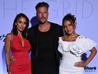 Sam Wood with wife Snezana and stepdaughter Eve, who he allegedly threatened during an incident at a luxury Noosa holiday stay.