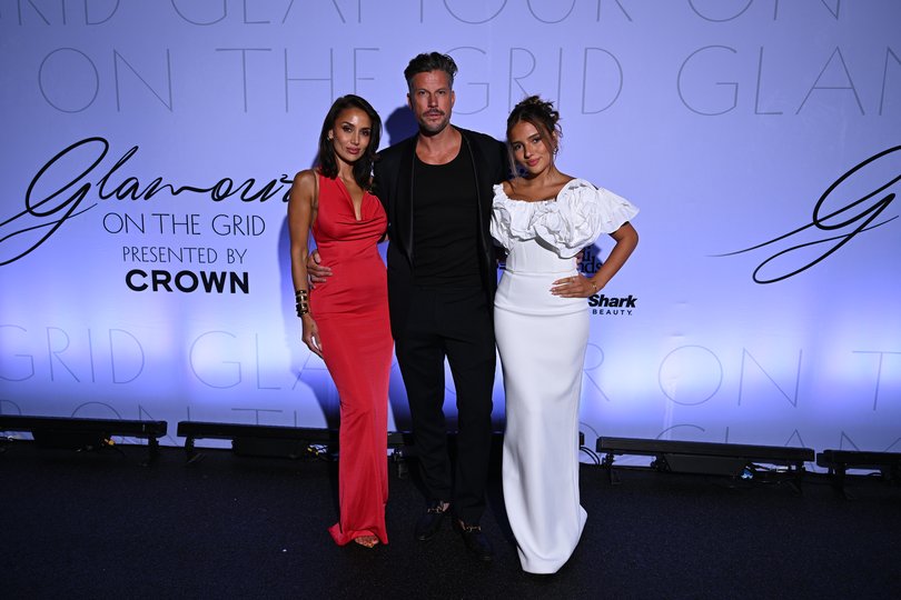 Sam Wood with wife Snezana and stepdaughter Eve, who he allegedly threatened during an incident at a luxury Noosa holiday stay.