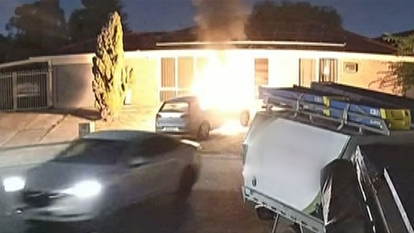 Screengrabs of the vehicle fire in Ballajura overnight Picture: 7NEWS