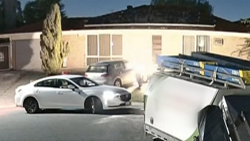 Screengrabs of the vehicle fire in Ballajura overnight Picture: 7NEWS